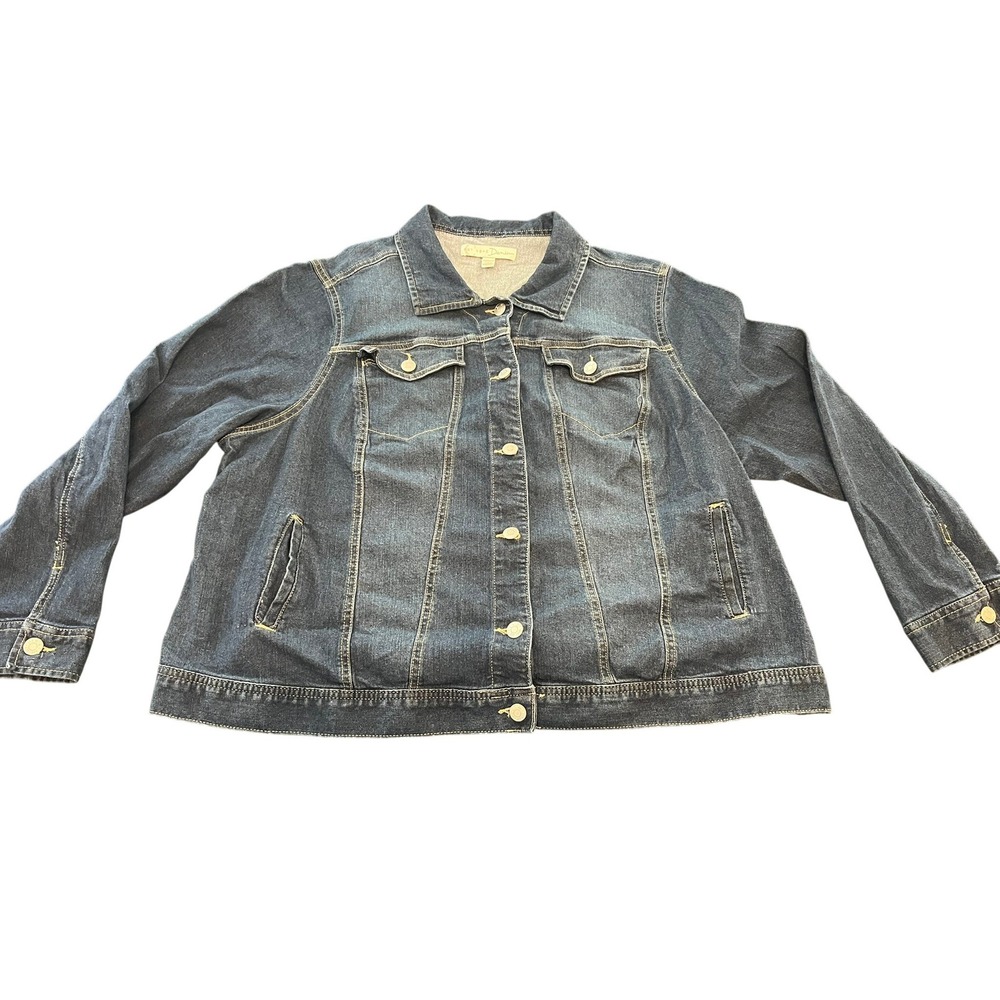 EST 1946 Denim Jacket Womens 22/24W Medium Wash Blue Trucker Plus Size‎